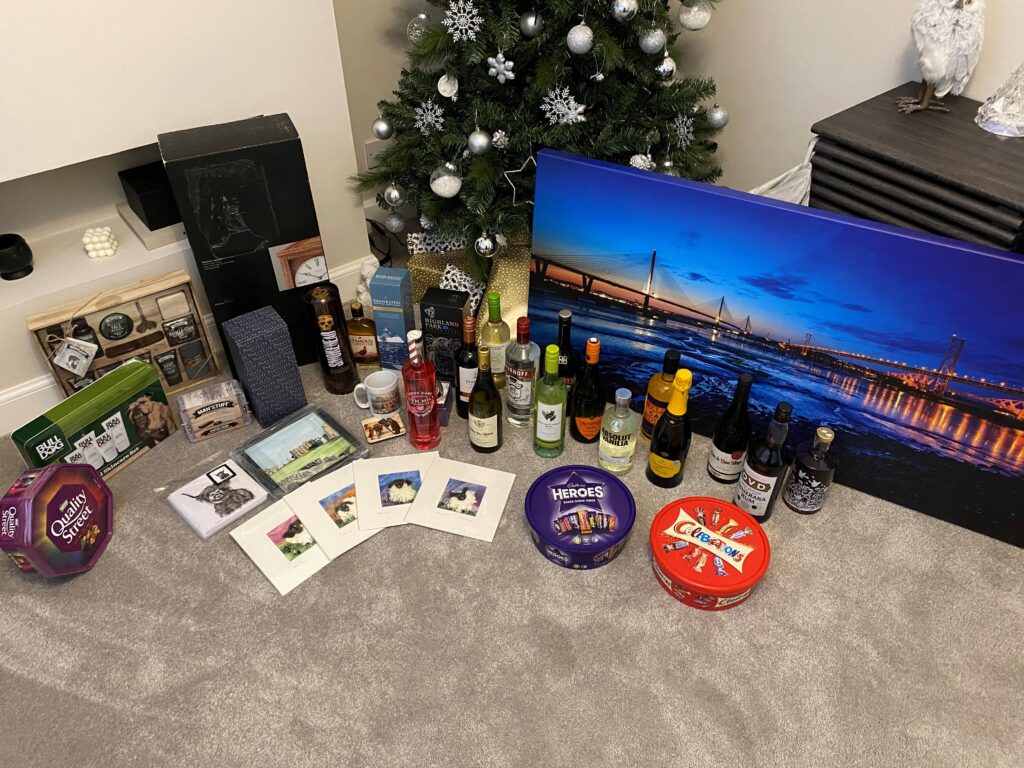 Teens+ and Friends+ festive raffle prizes on display